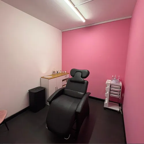 A pink treatment room at Brilliance Too