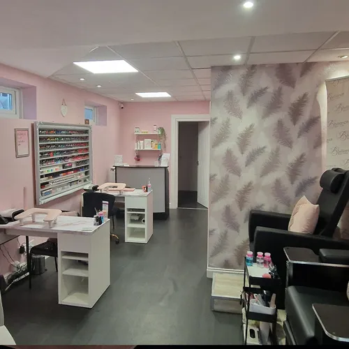 Inside Brilliance Beauty Salon, the window onto Wimborne Road